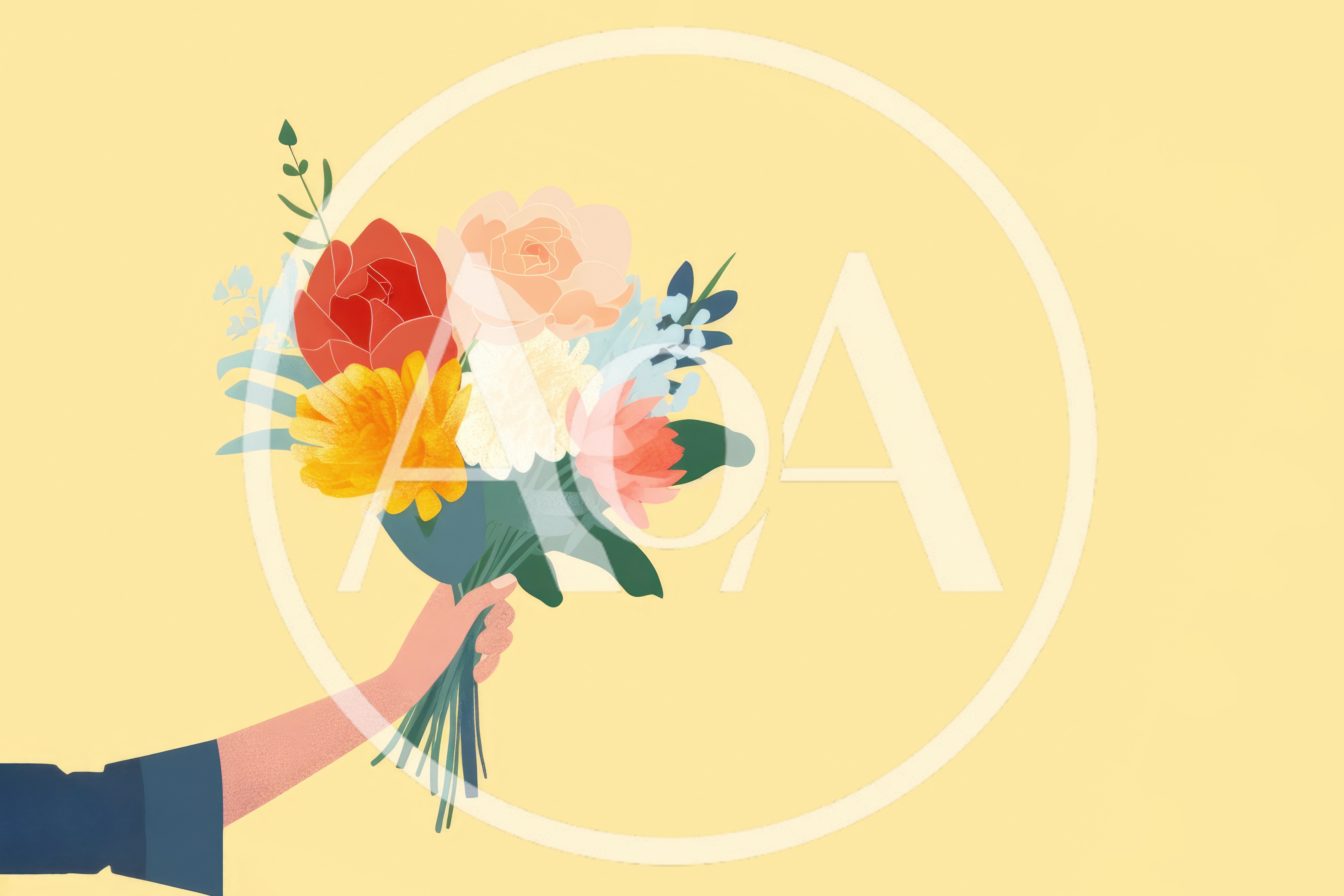 Hand Holding A Colorful Bouquet Of Flowers