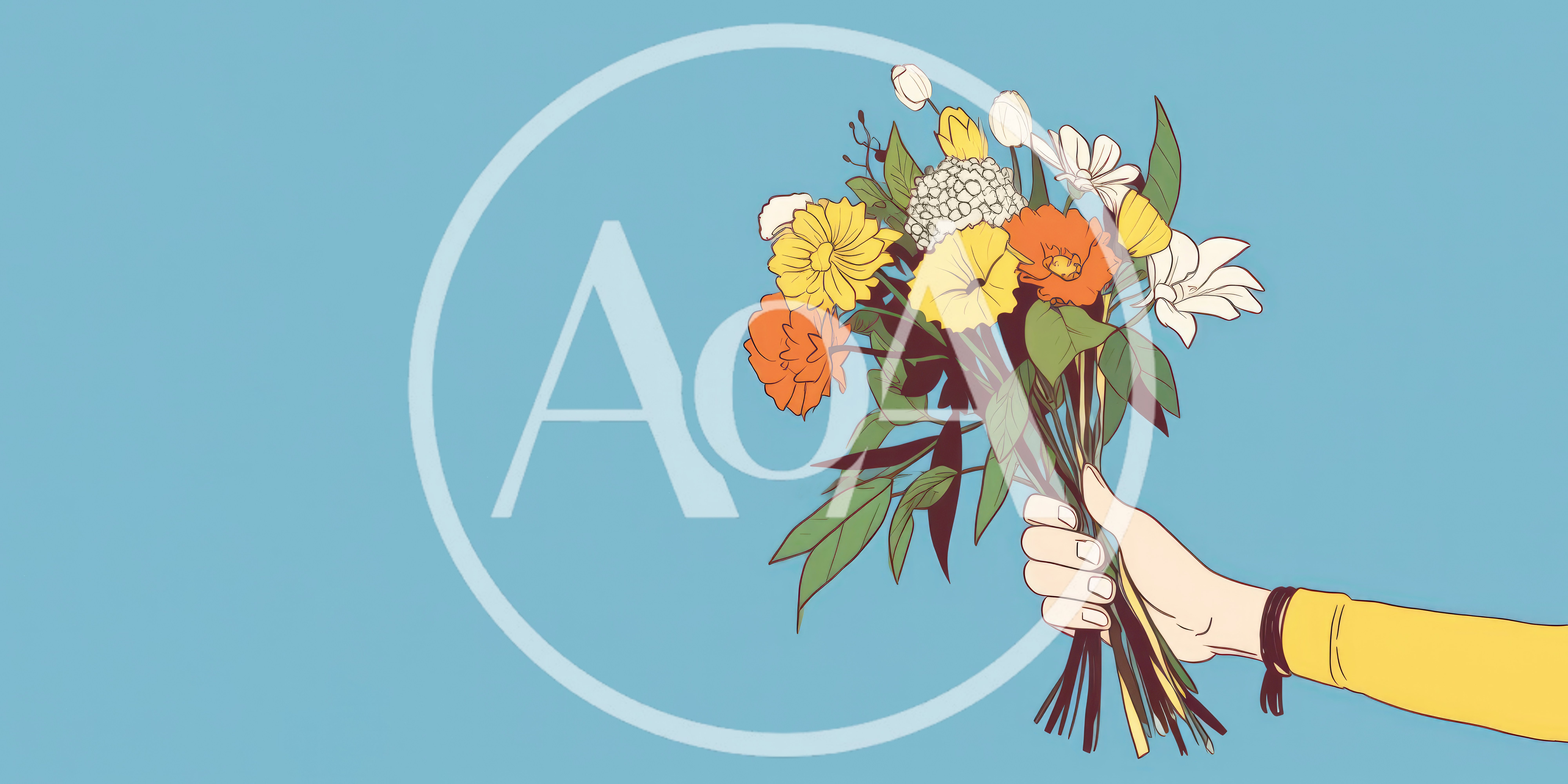 Hand Holding A Colorful Bouquet Of Wildflowers