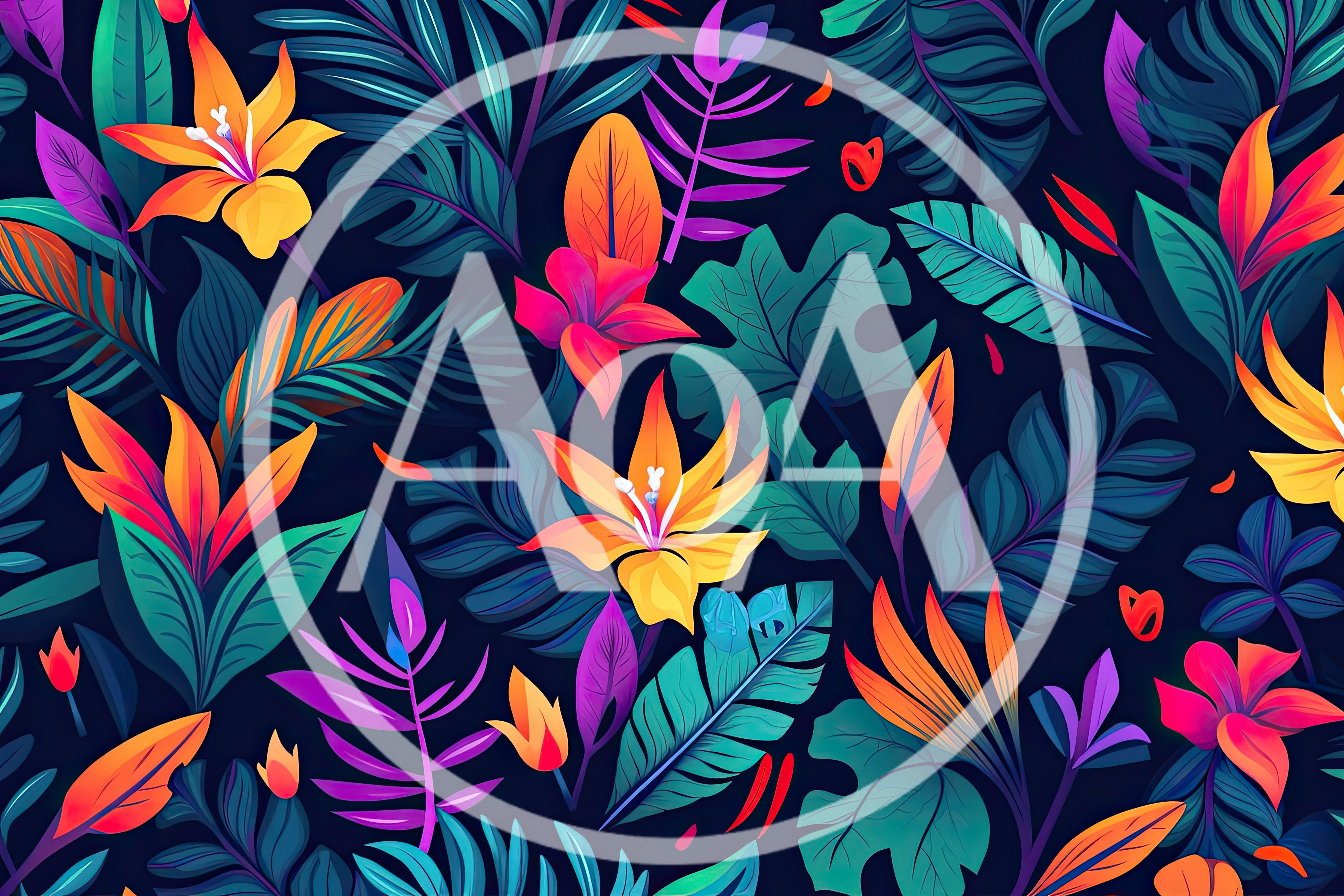 Vibrant Tropical Floral Pattern With Exotic Leaves
