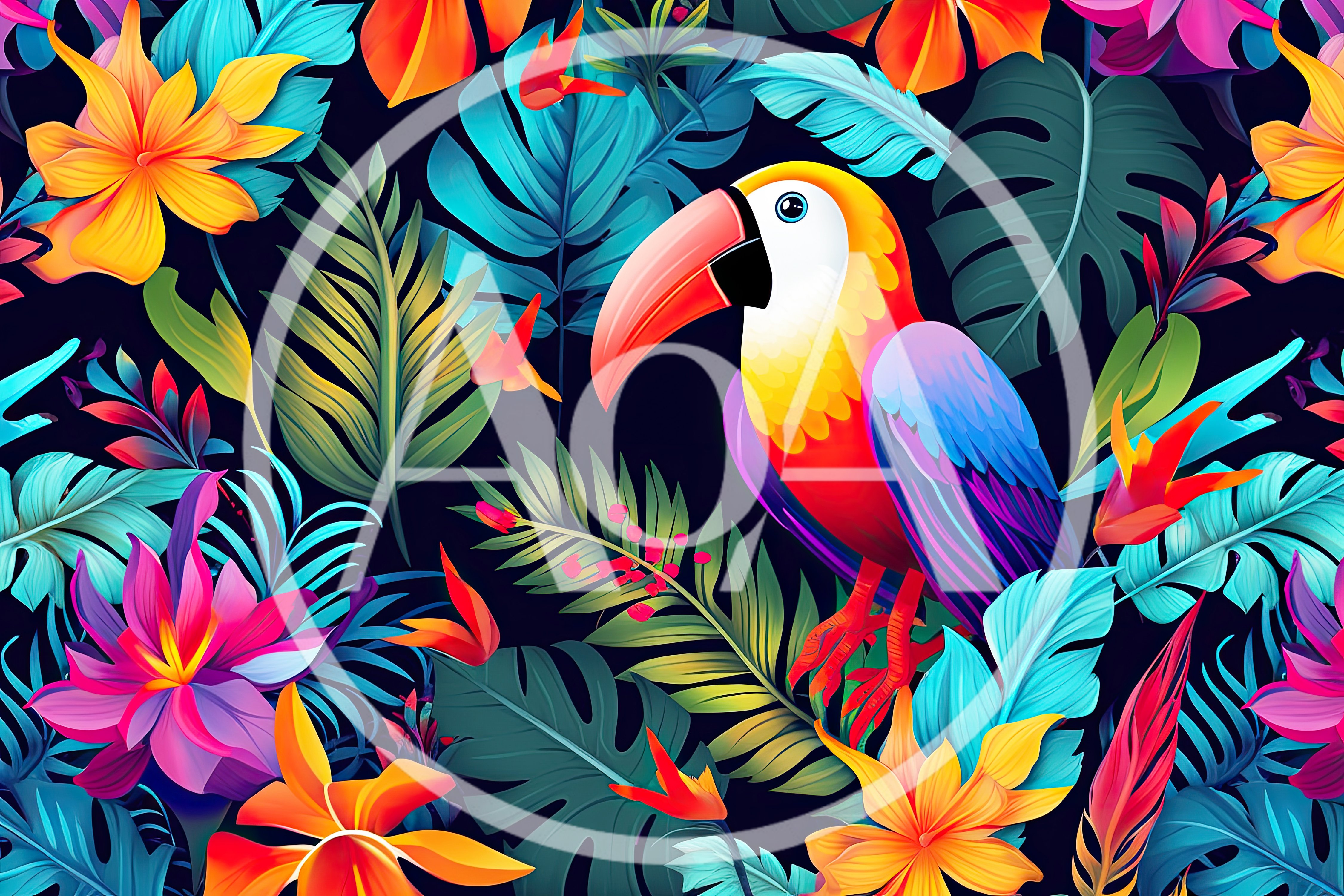 Vibrant Toucan Amidst Tropical Jungle Foliage