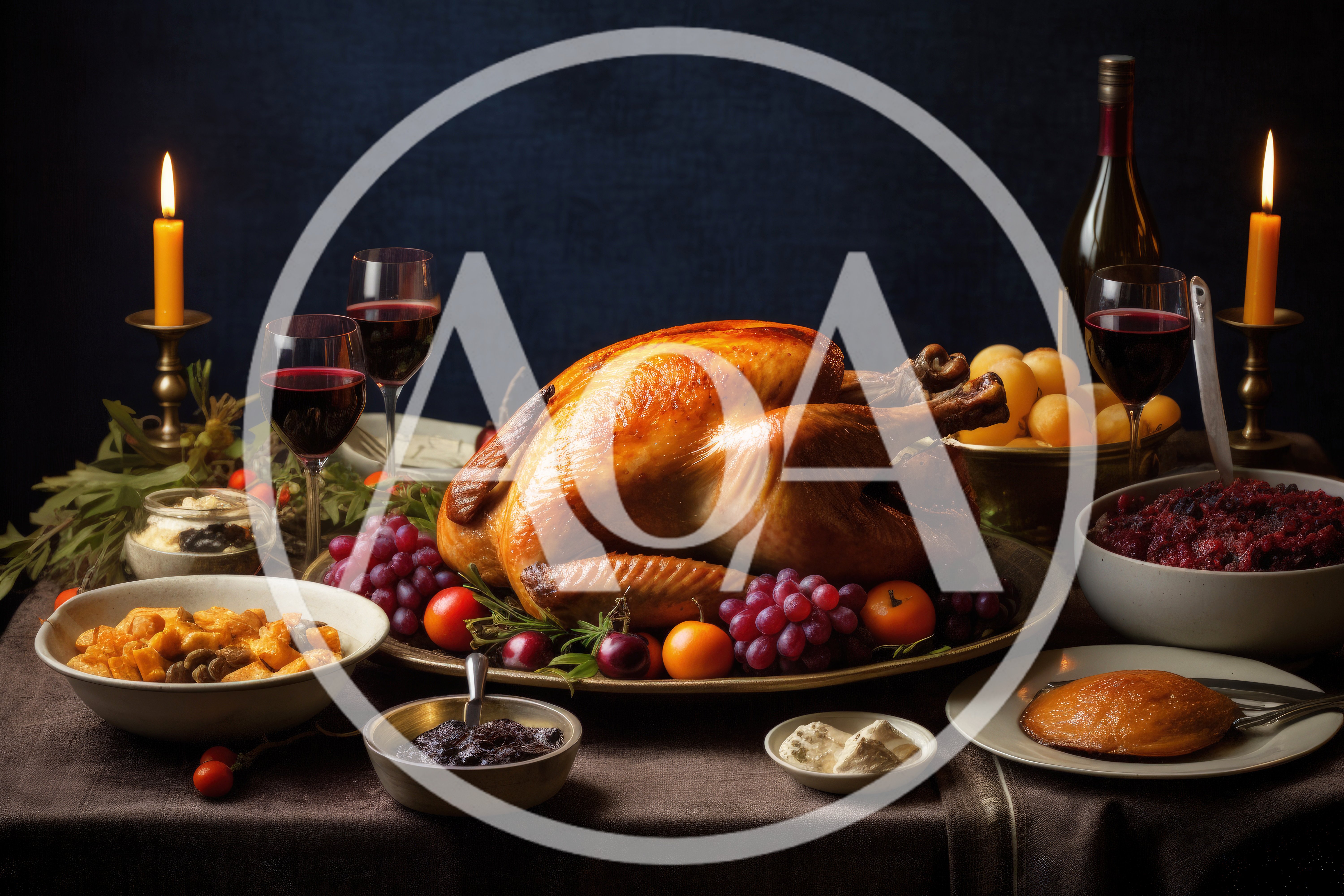 Roasted Thanksgiving Turkey Dinner Table Spread