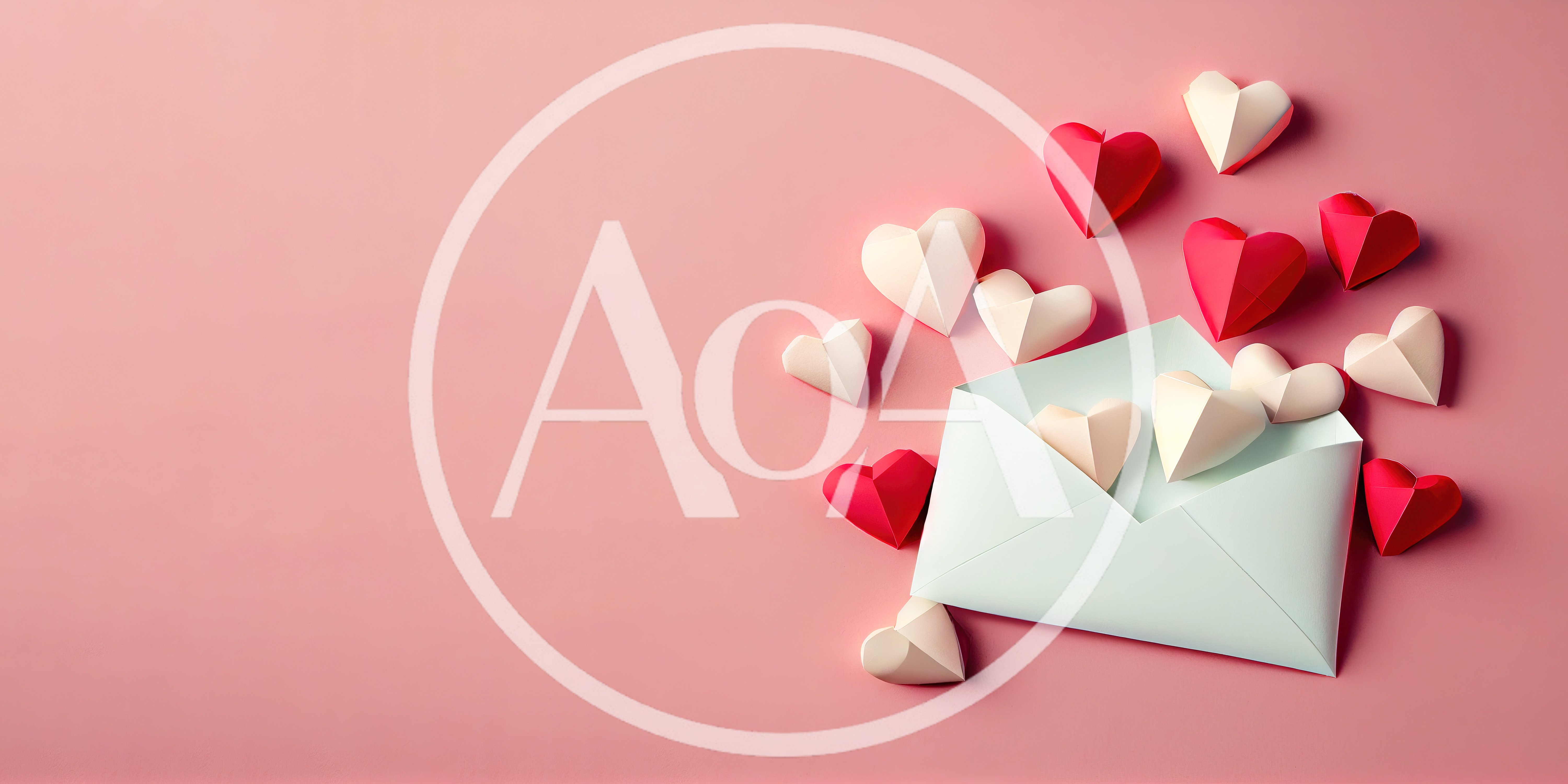 Paper Hearts Emerging From An Envelope