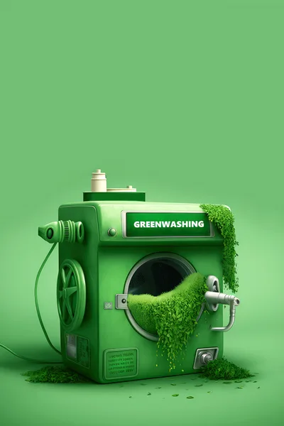 Conceptual Greenwashing Machine With Leaves And Fuel Nozzle