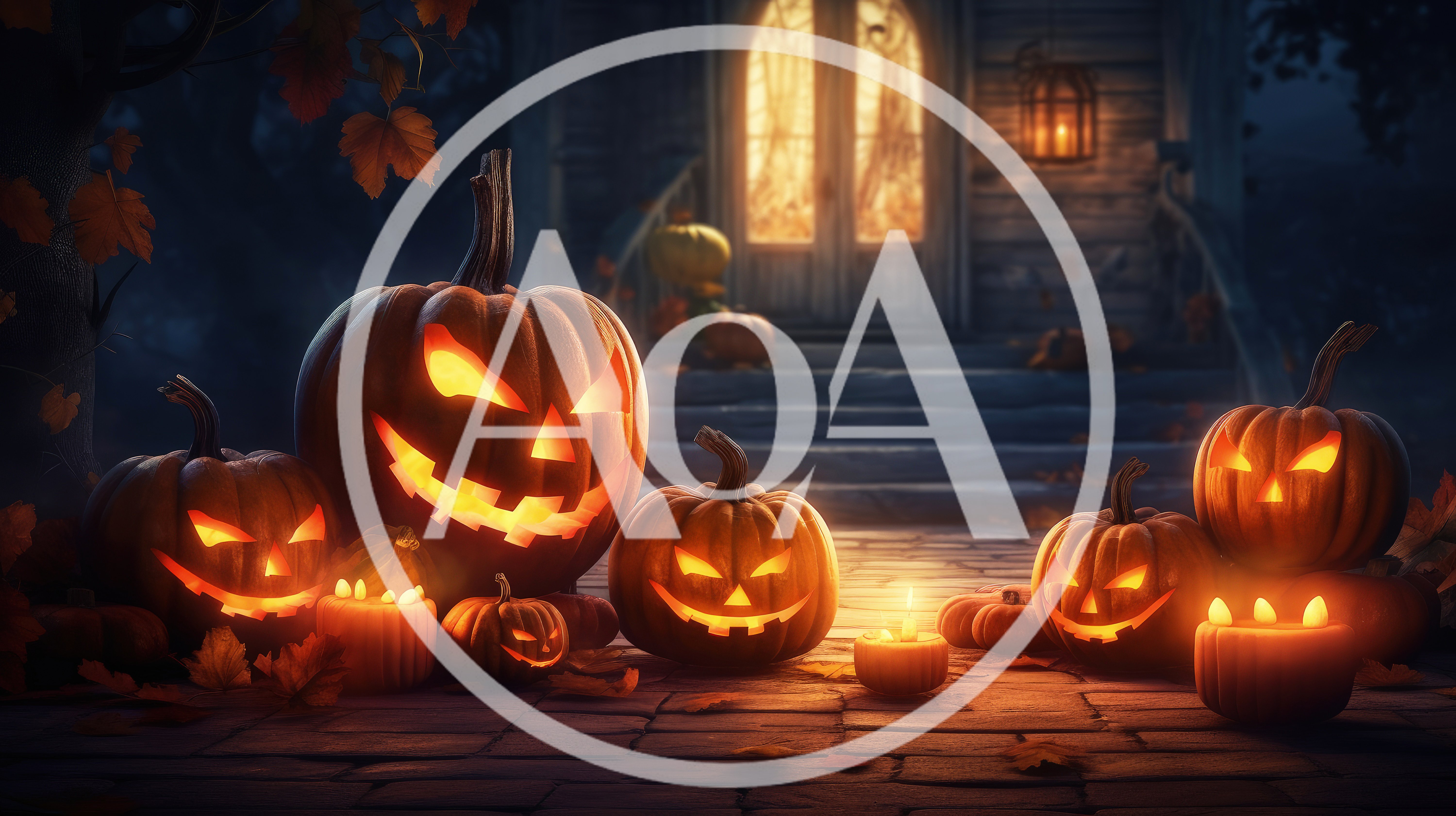 Glowing Jack O Lanterns On A Haunted Porch