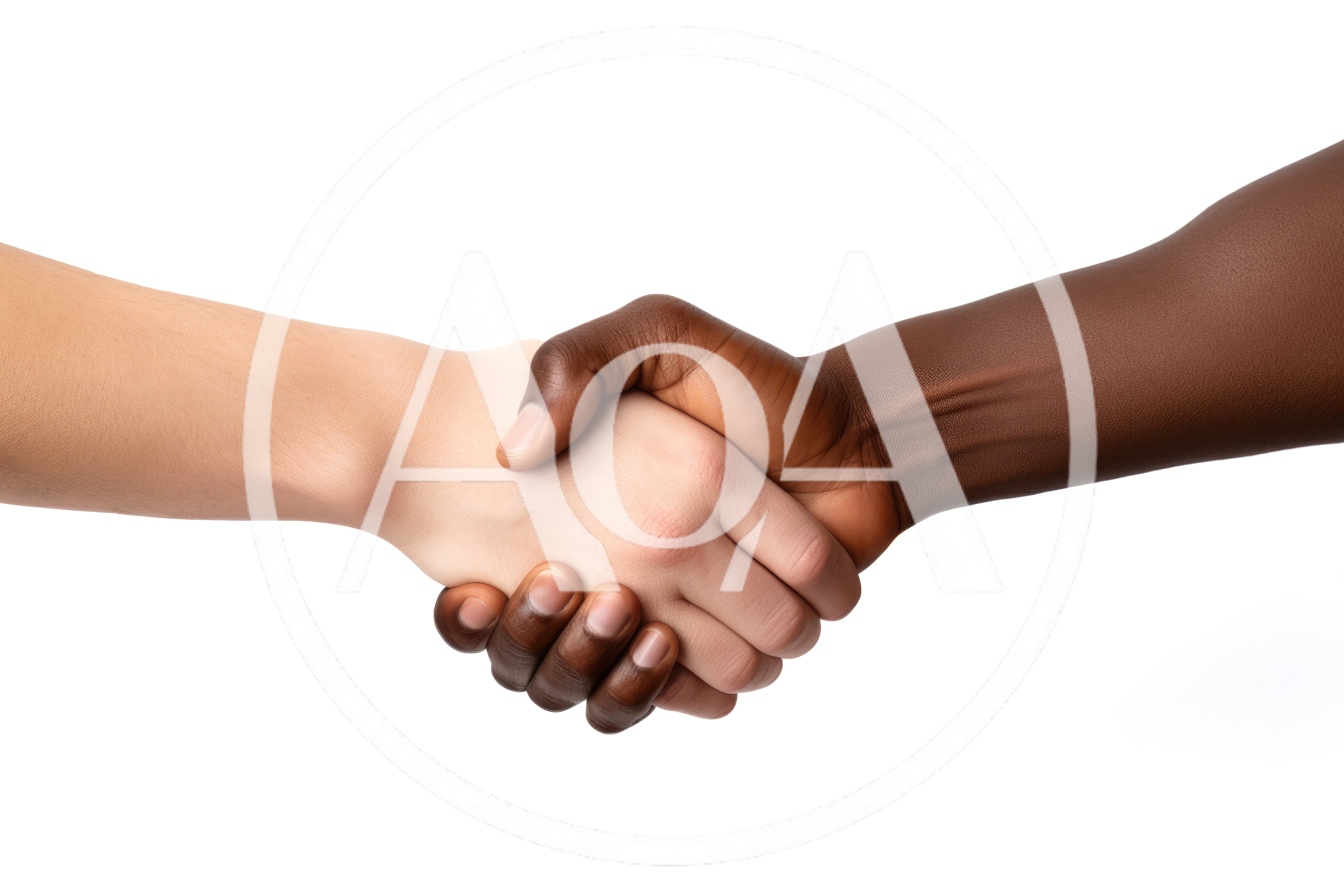 Interracial Handshake Between Two People
