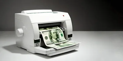 White Money Printing Machine Producing Hundred Dollar Bills