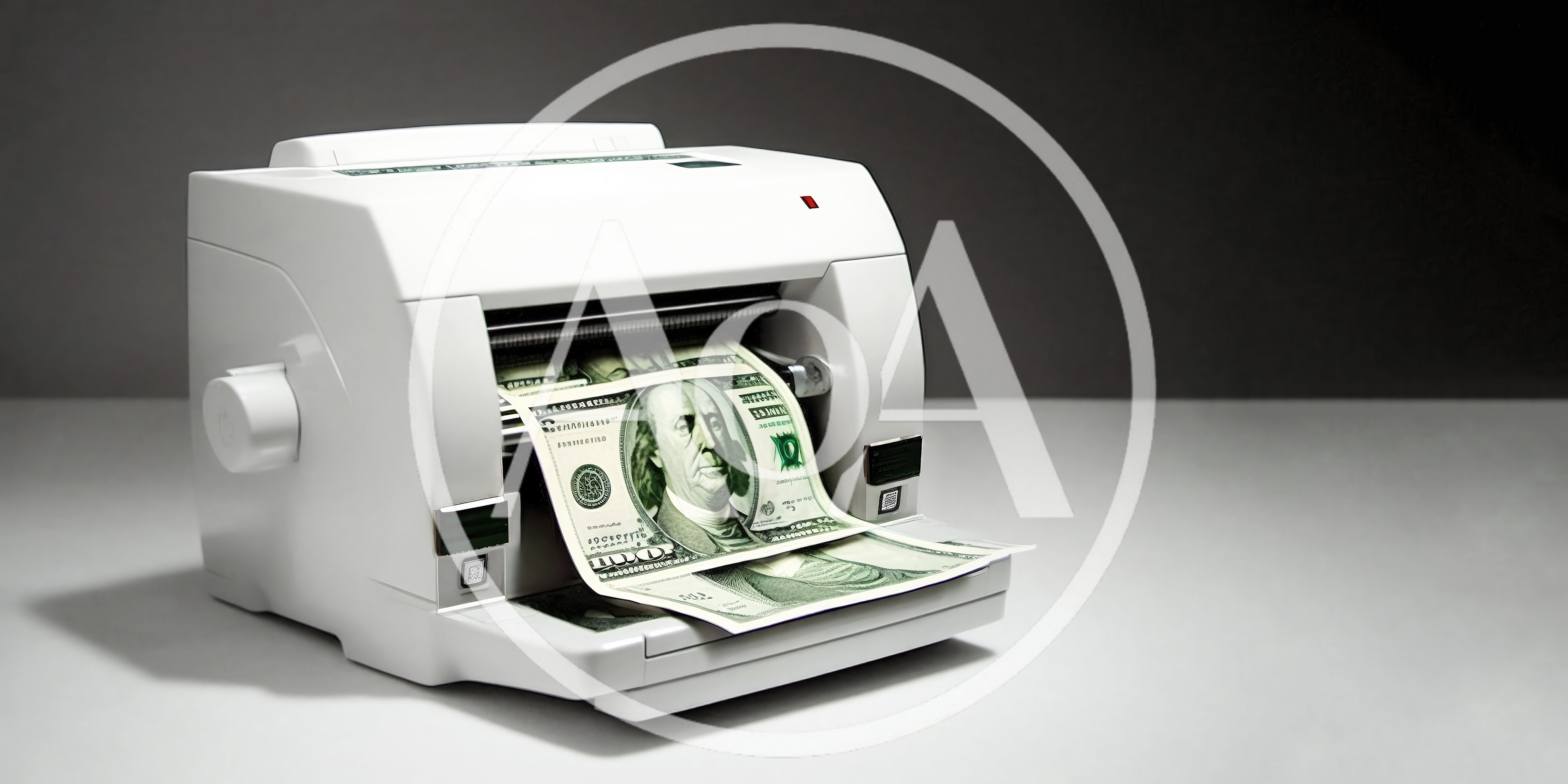 White Money Printing Machine Producing Hundred Dollar Bills