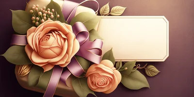 Elegant Gift Box With Peach Roses And Ribbon
