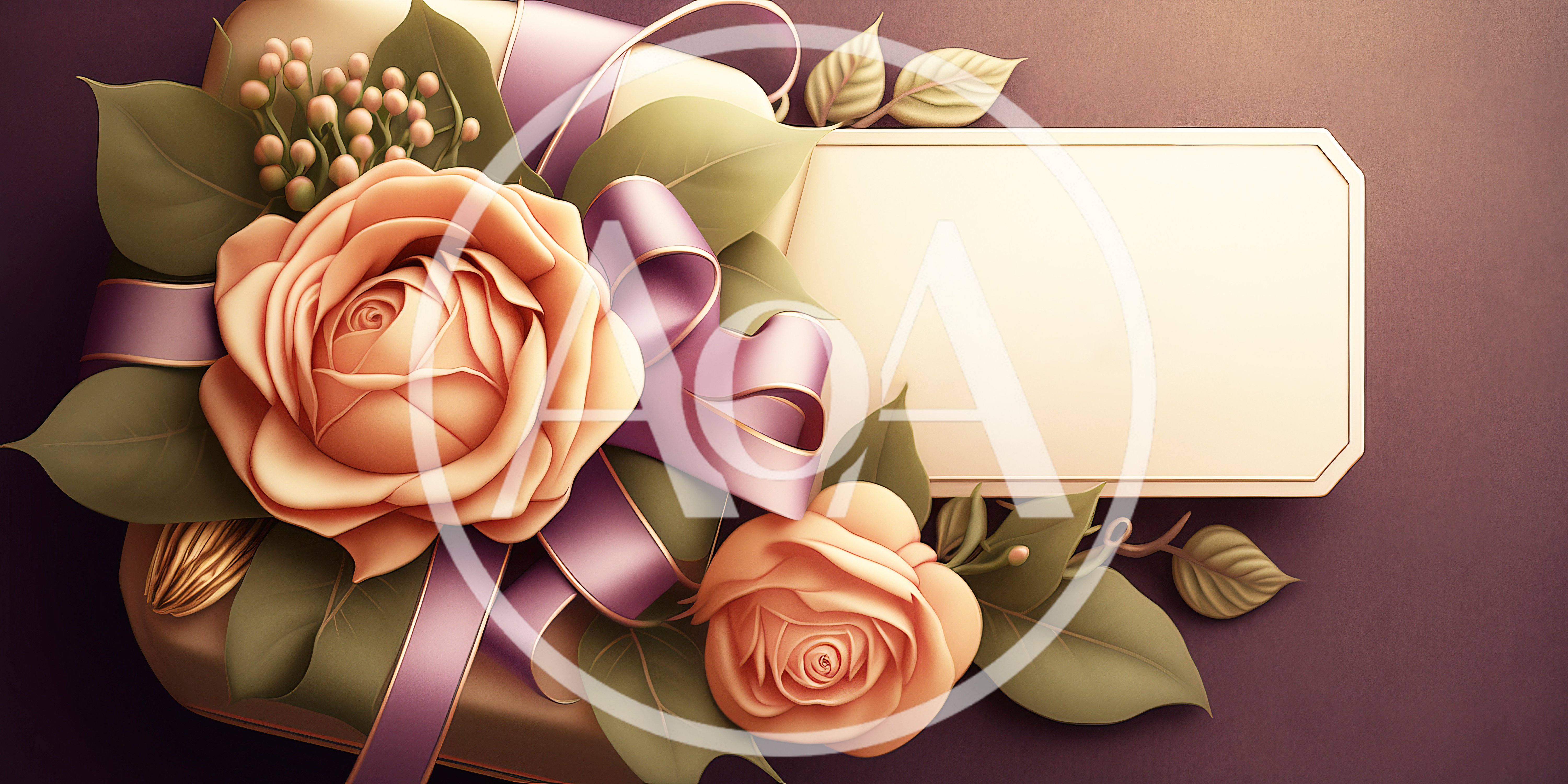 Elegant Gift Box With Peach Roses And Ribbon