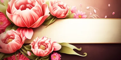 Floral Frame With Pink Peonies And Blank Space