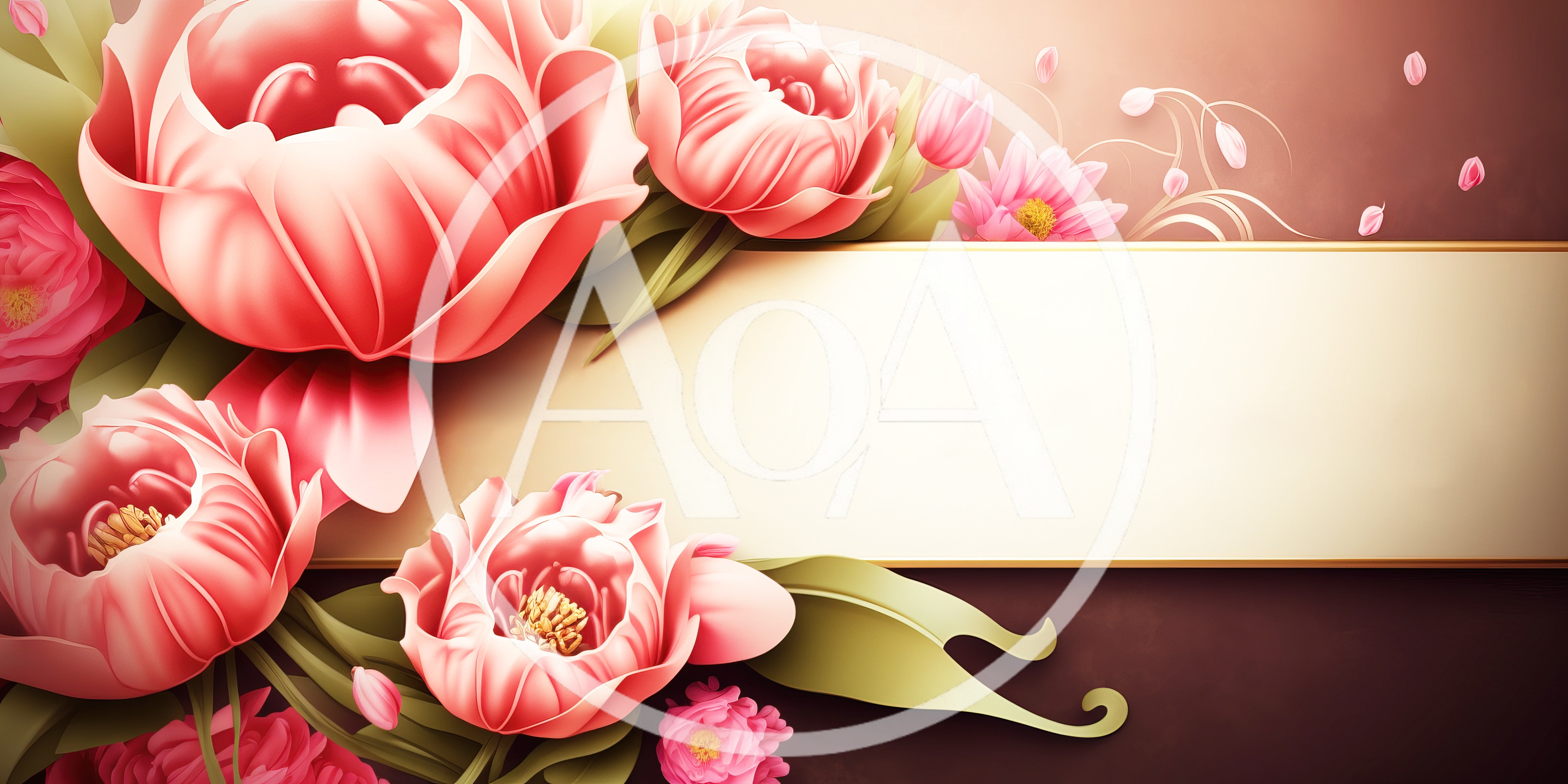 Floral Frame With Pink Peonies And Blank Space