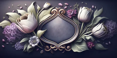 Elegant Floral Frame With Tulips And Lilacs