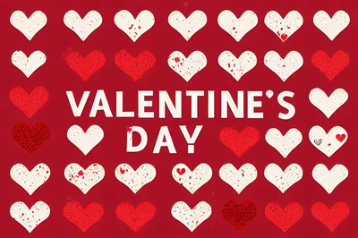 Valentine's Day Greeting Card With Patterned Hearts