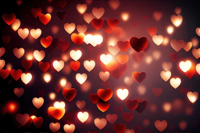 Abstract Background With Glowing Red And White Hearts