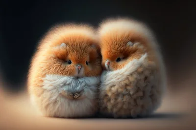 Two Fluffy Round Creatures Sitting Together