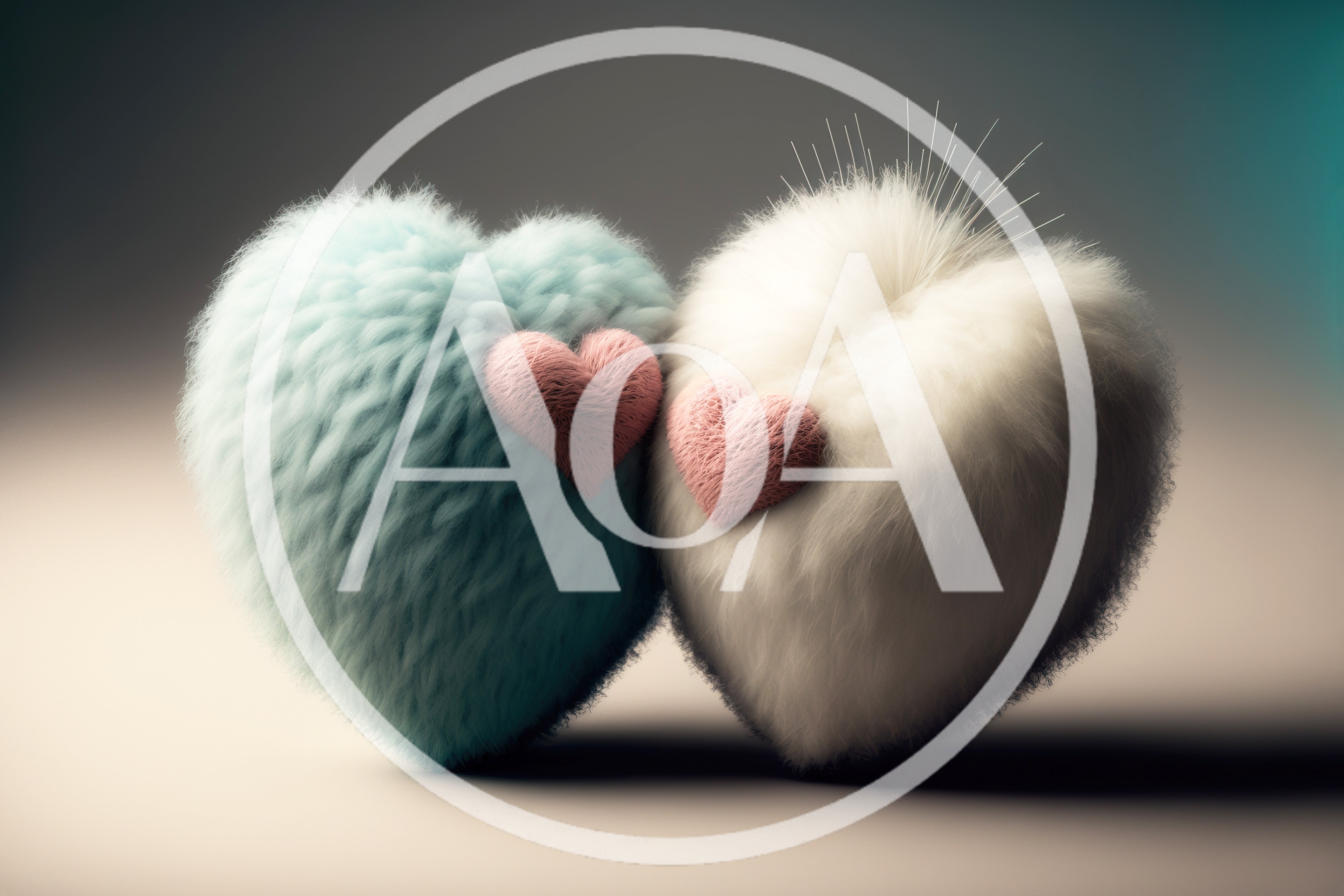 Two Fluffy Heart Shaped Pillows Side By Side