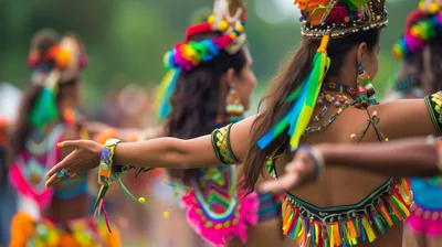 Indigenous Dancers Performing Traditional Cultural Festival Dance