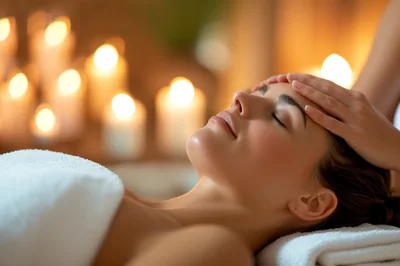 Woman Receiving Relaxing Head Massage at Spa