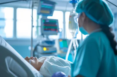 Medical Professional Monitoring Patient in Intensive Care Unit