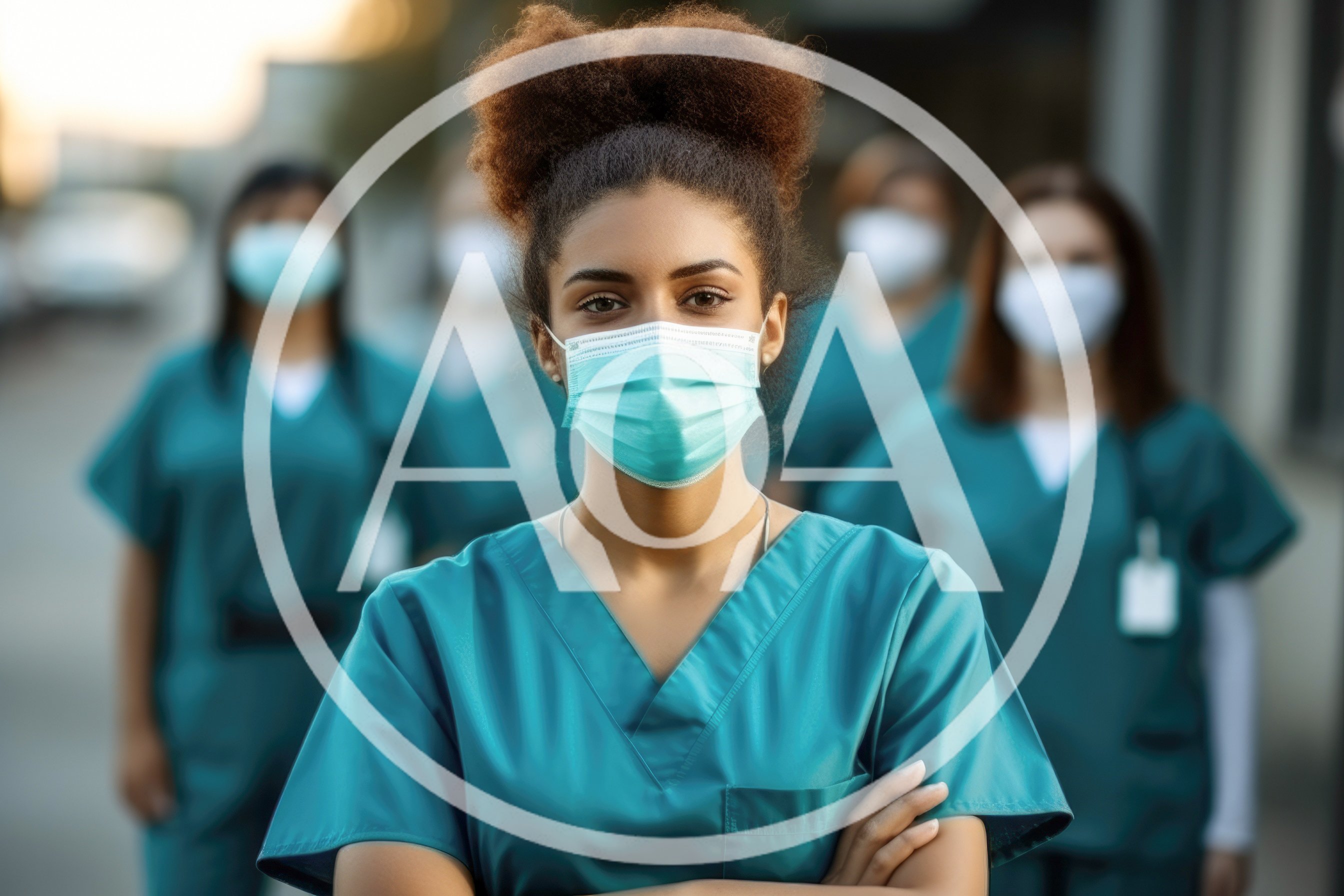 Diverse Group Of Healthcare Professionals Wearing Medical Masks