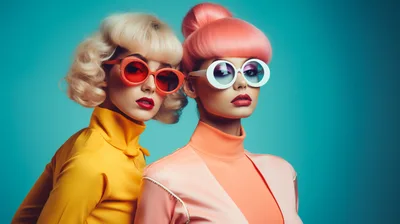 Two Fashionable Women With Retro Hairstyles And Sunglasses