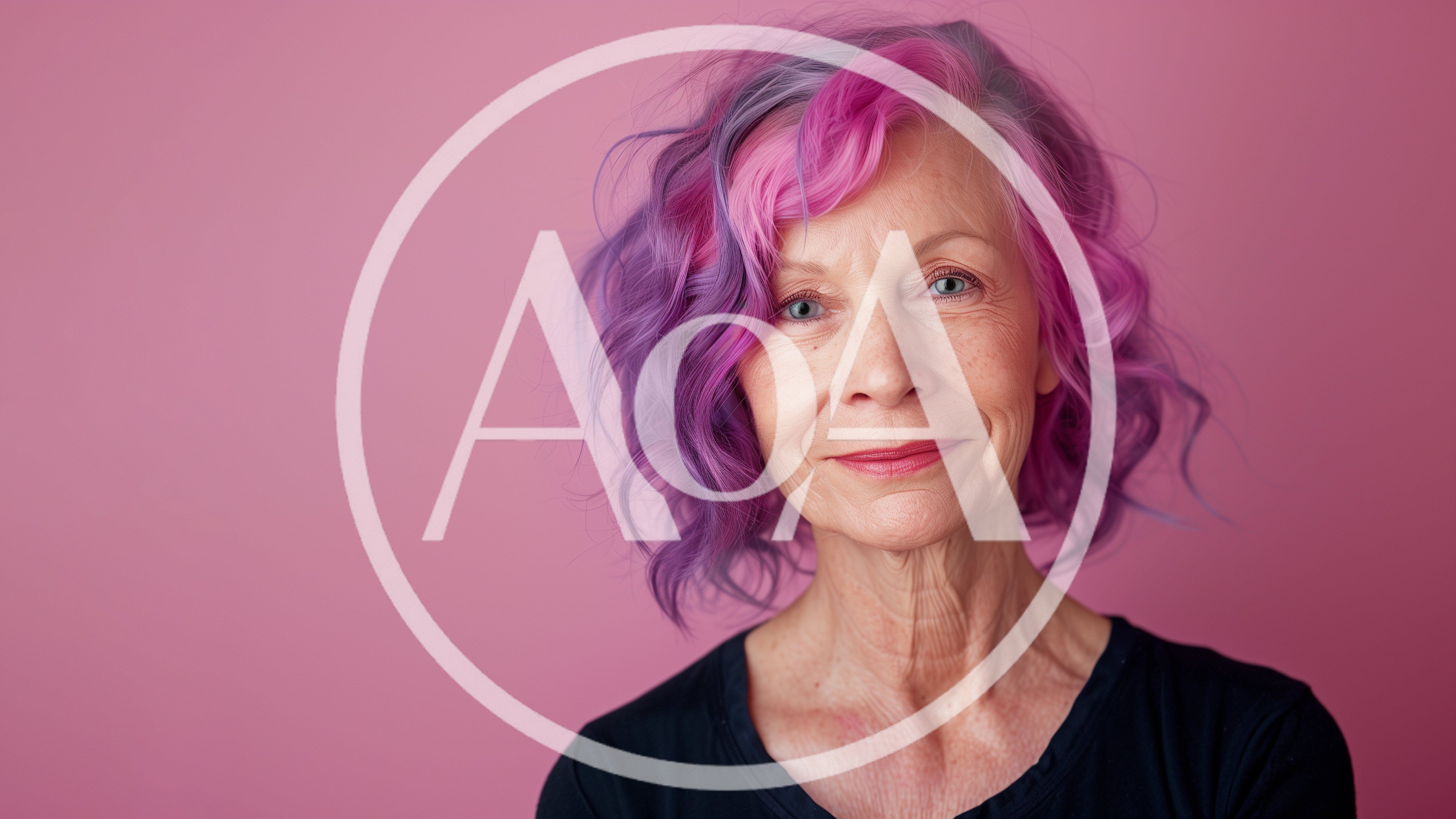 Portrait Of An Older Woman With Vibrant Dyed Hair