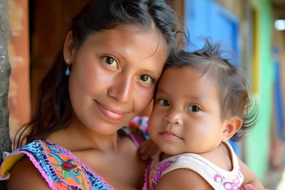 Young Indigenous Mother Holding Her Baby