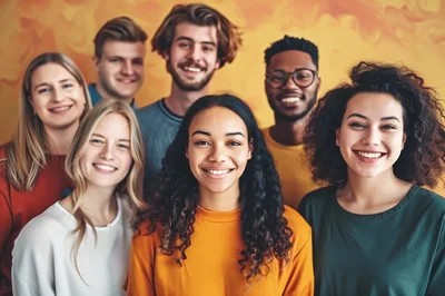 Diverse Group Of Young Adults Smiling Together