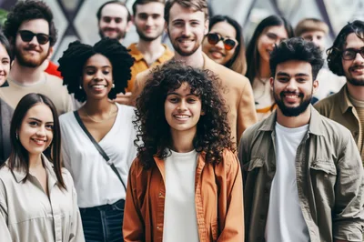 Diverse Group of Young Professionals Smiling Together