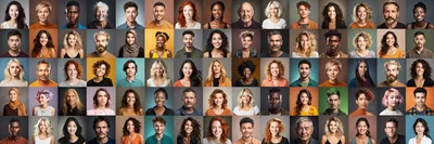 Diverse Collection Of Human Portraits In A Grid