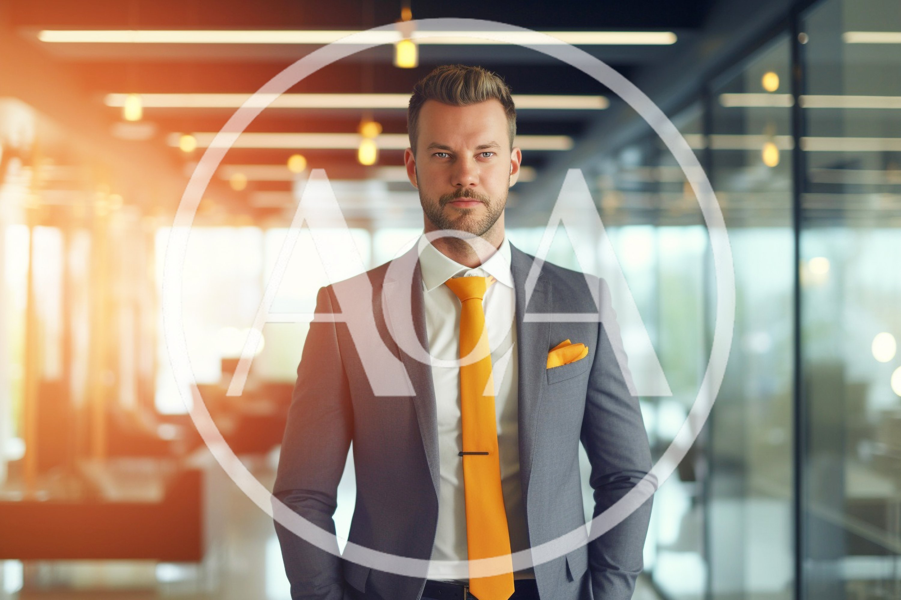 Professional Businessman Standing In A Modern Office Corridor