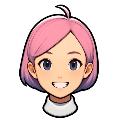 Animated Portrait Of A Smiling Girl With Pink Hair