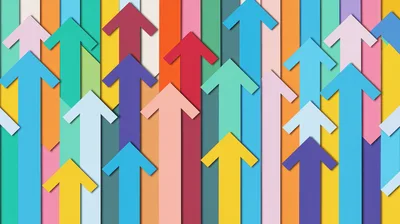 Abstract Background With Colorful Upward Pointing Arrows