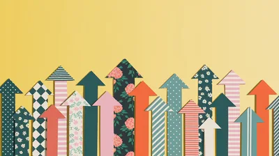 Colorful Patterned Paper Arrows Pointing Upwards