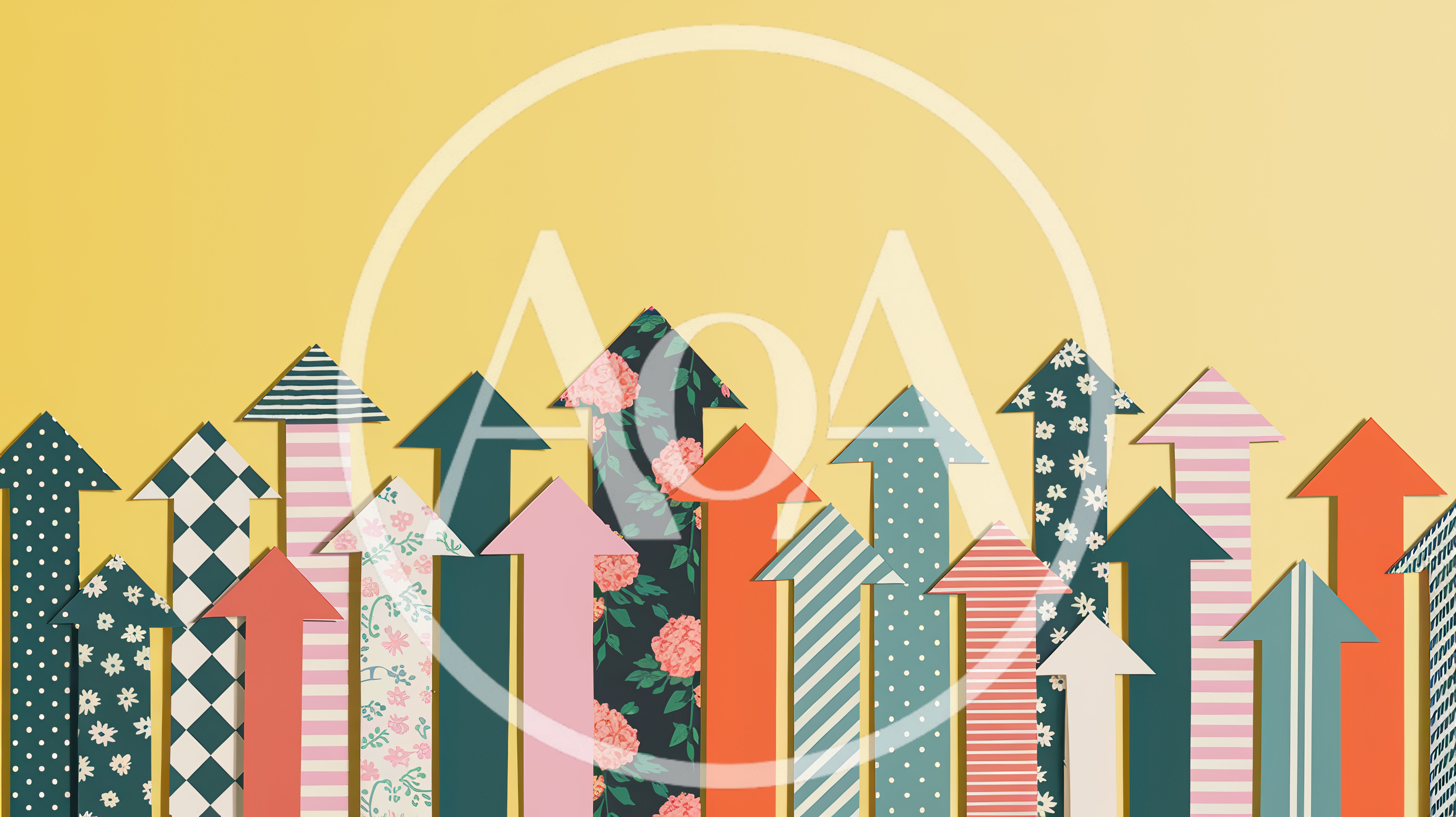 Colorful Patterned Paper Arrows Pointing Upwards