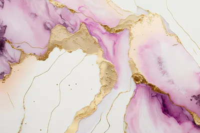 Abstract Pink And Gold Alcohol Ink Texture Background