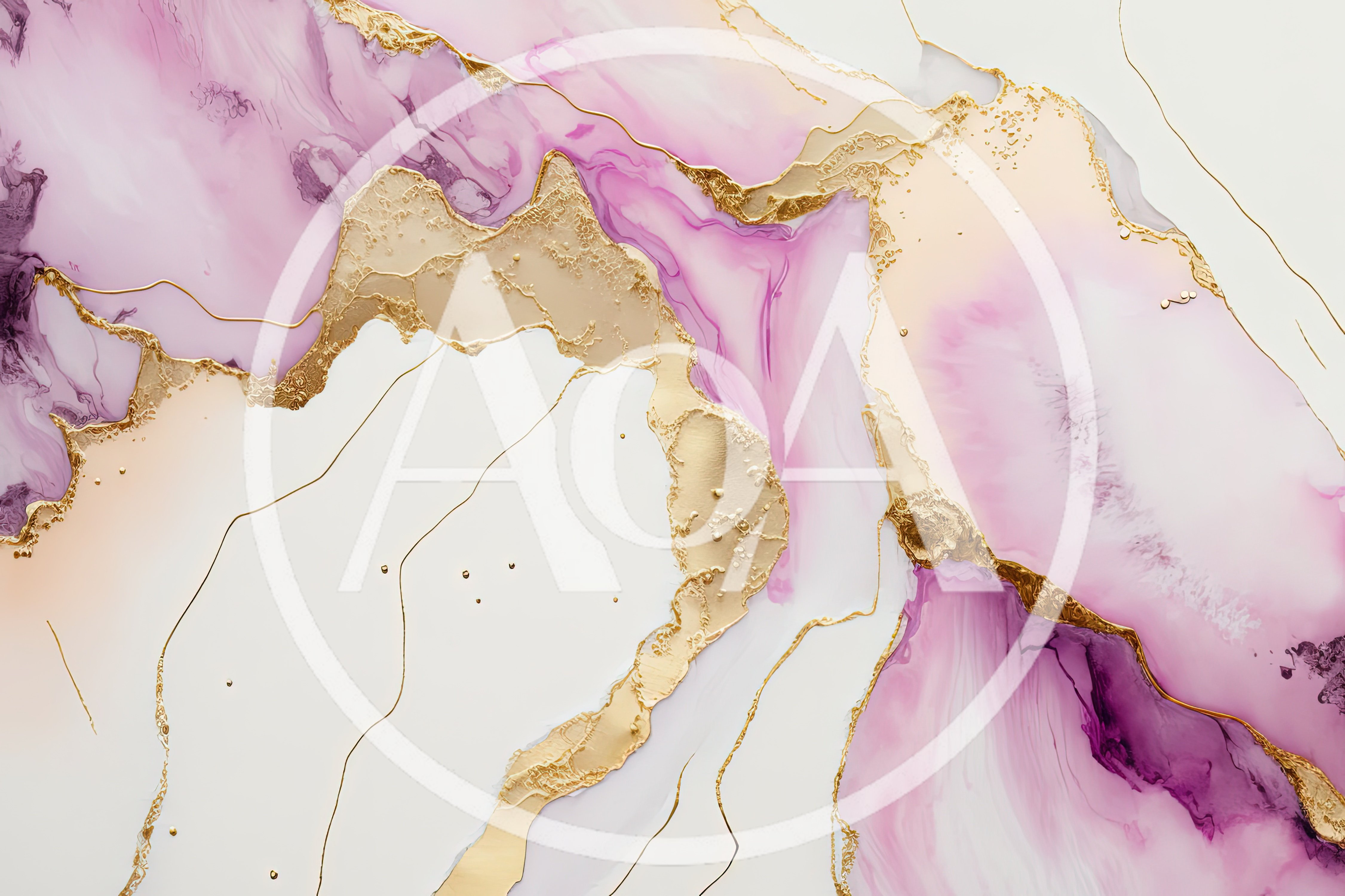 Abstract Pink And Gold Alcohol Ink Texture Background