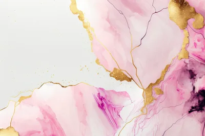 Abstract Pink And Gold Alcohol Ink Background
