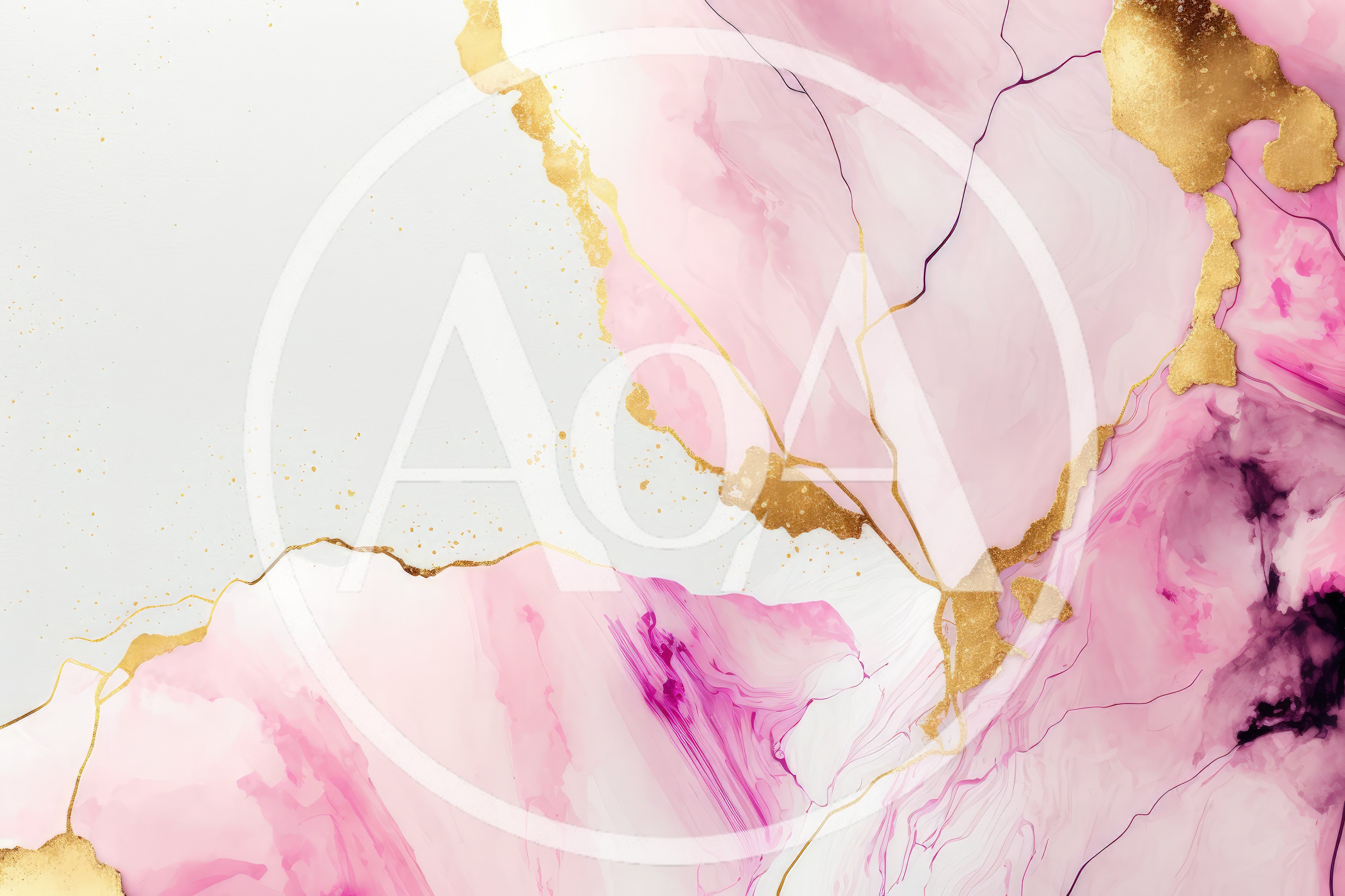 Abstract Pink And Gold Alcohol Ink Background