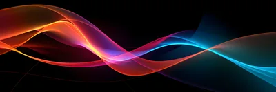 Abstract Glowing Colorful Light Waves On Black Background