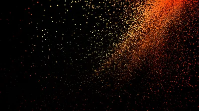 Abstract Golden Particles Floating On Black Background