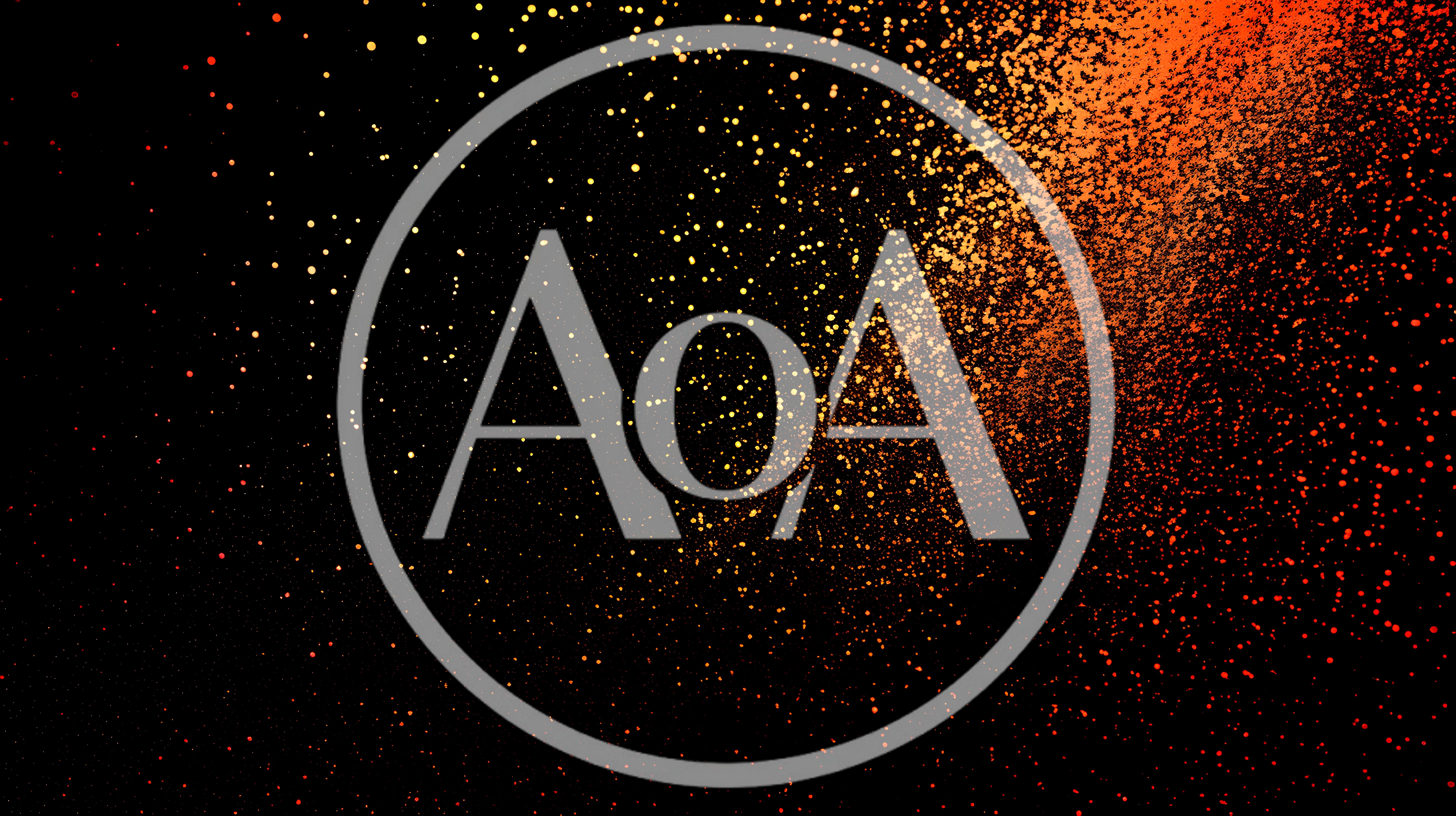 Abstract Golden Particles Floating On Black Background