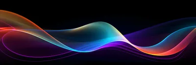 Abstract Colorful Light Waves On Black Background