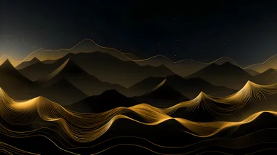 Abstract Golden Line Art Mountain Landscape Background