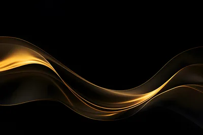 Abstract Golden Wave Flowing on Black Background