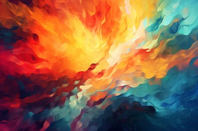 Abstract Fluid Motion With Vibrant Fire And Water Colors
