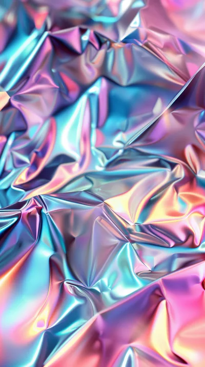Abstract Iridescent Metallic Foil Texture Background