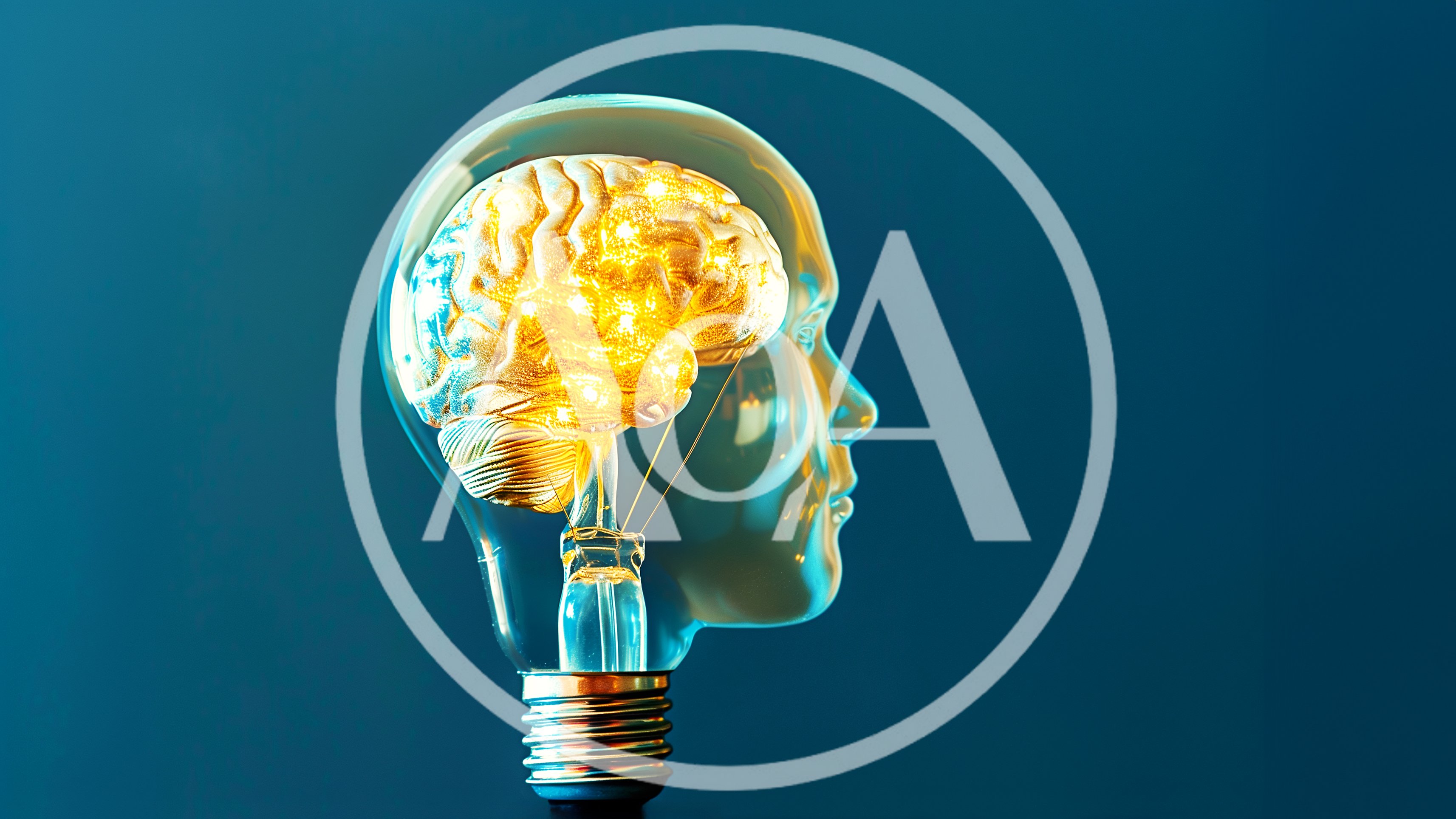 Human Head Shaped Light Bulb With Glowing Brain
