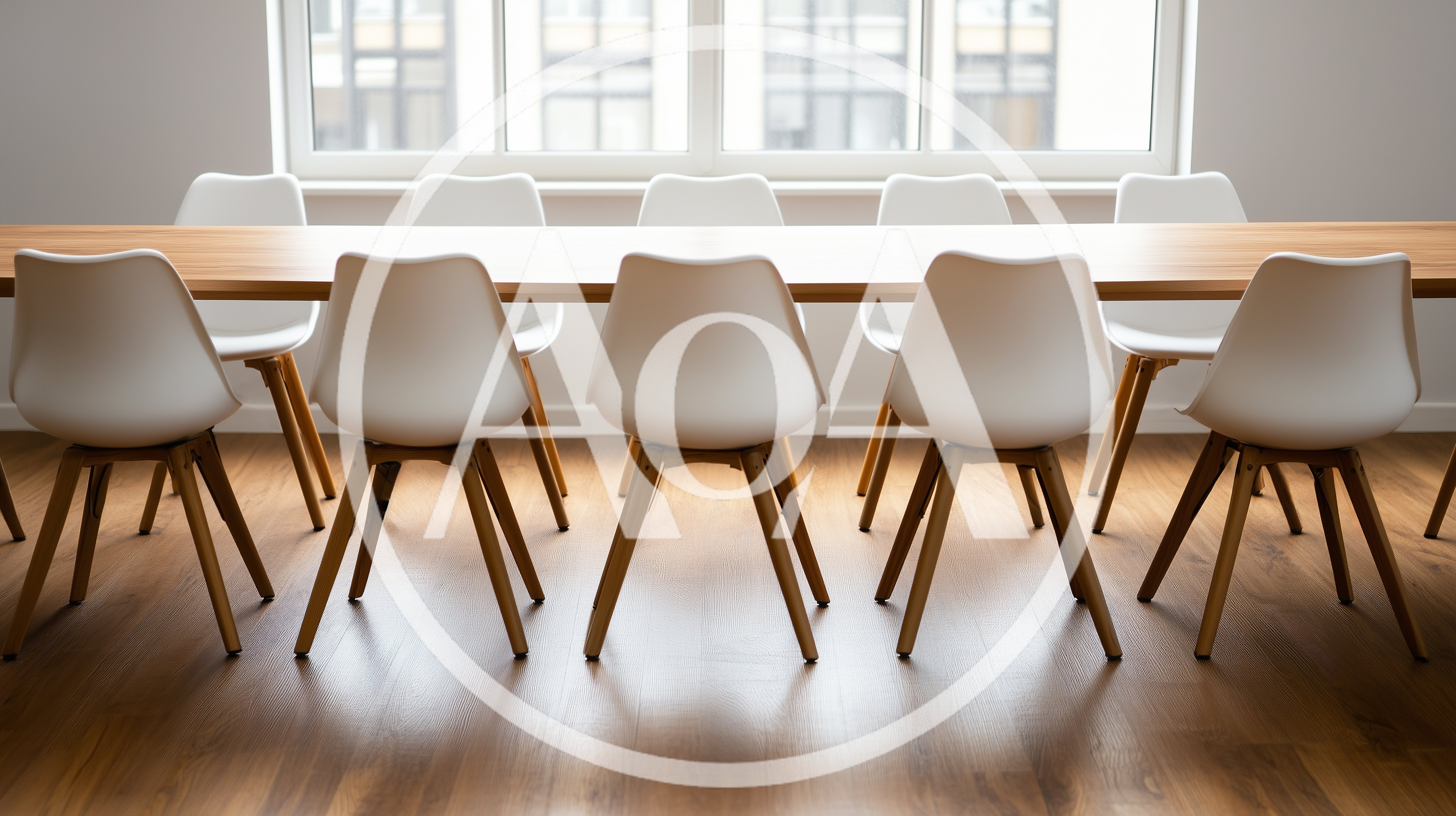 Modern Conference Room With Empty White Chairs