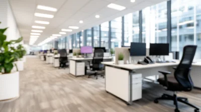 Modern Open Plan Office Interior With Empty Workstations